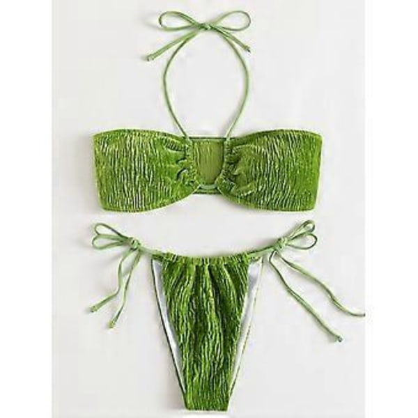 Sexet Bikini Grønt Badetøj Dame Badetøj Ensfarvet Bikini Sæt G-streng Bikinis Biquini Feminino Badedragt Strandtøj Sommer(01 Størrelsesinfo)