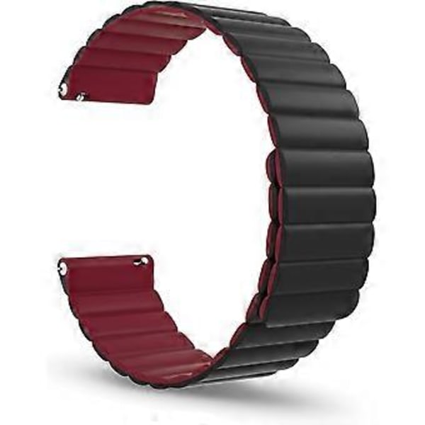 Magnetisk klokkearmbånd, silikon klokkestropp med hurtigutløsning Smart klokkearmbånd 20 mm for Galaxy Watch 42 mm 46 mm Gear S2 S3 Classic Frontier Active 2 (Vinrød)