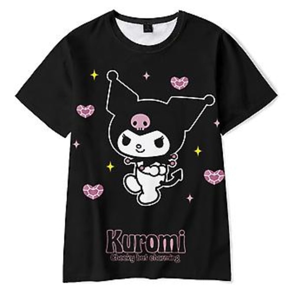 Kuromi Kawaii Anime-inspirert T-skjorte for Kvinner og Tenåringer - Kort Erme, Rund Hals, Harajuku Mote (Størrelse L)