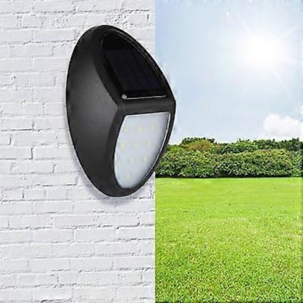 Utomhus Vattentät 10LED Stark Vit Solcellsvägglampa Staketlampa för Landskap Trädgård Balkong Säkerhet Trappa Svart