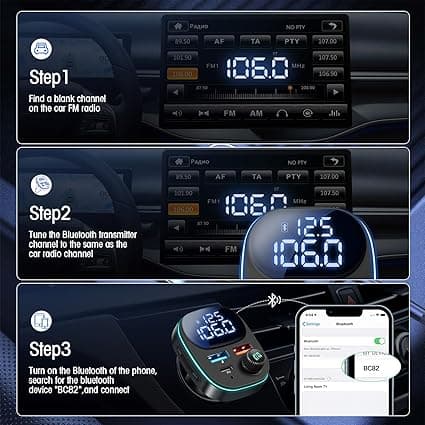 Bluetooth FM-sender, PD(30W) & QC 3.0 bil Bluetooth-adapter, Bluetoot