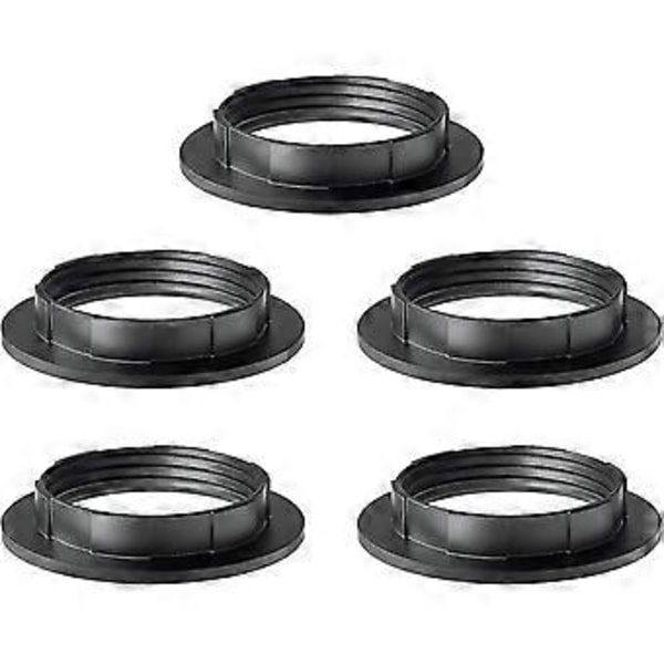 50 stk. Reduksjonsring for lampeskjerm E27-konverter for lampeholder Vri plast lampeskjermmontering Skiveadapterring (Svart)