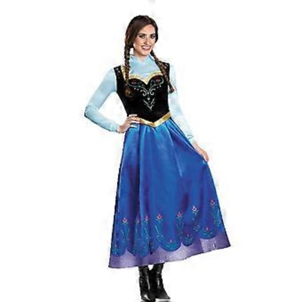 Vuxen Prinsessa Anna Elsa Kostym Jul Cos Maskeradklänning (3XL Anna)