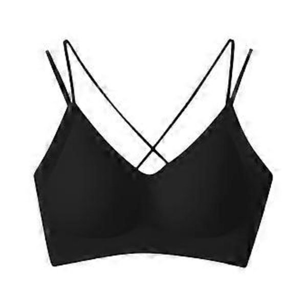 Dame BH Jelly Strip Support T-shirt BH Undertøj Push up BH Polstrede Braletter (L Sort)