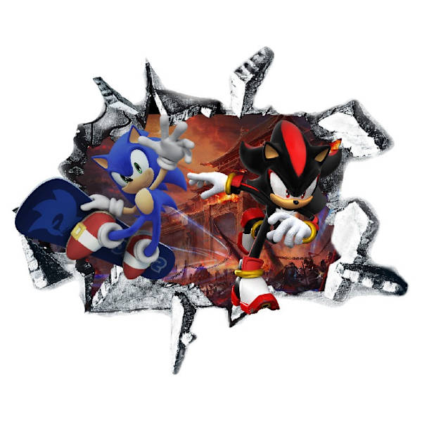 Sonic-peliaiheiset tarrat lapsille, piirretty makuuhuoneen taustakuva seinälle