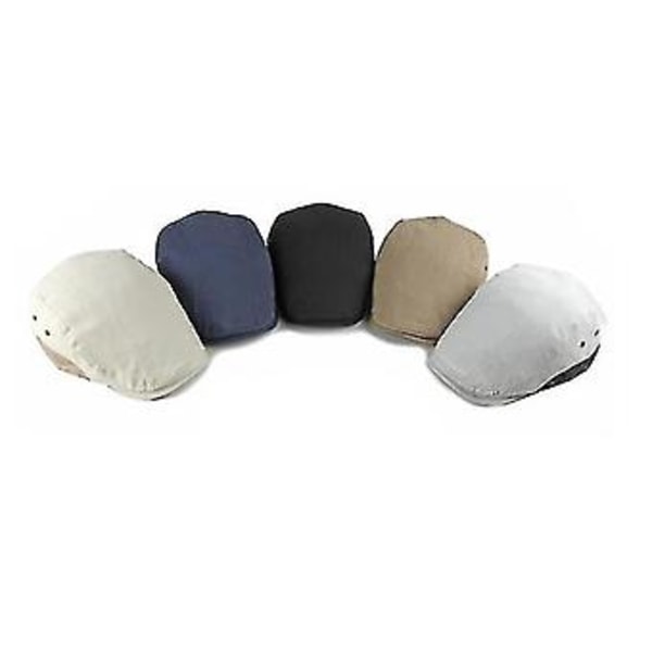 5 Färger Sommar & Höst Herrar Andningsbar Bomulls Newsboy Basker Hatt Anka Näsan Spänne Cabbie Keps För Man Justerbar Storlek (Beige)