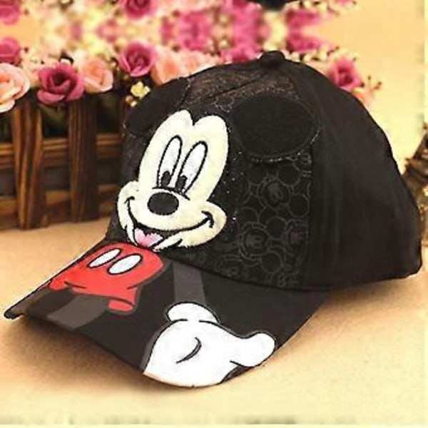 Disney Keps för Pojkar och Flickor med Musse Pigg - 3D Tecknad Figur Böjd Skärm Justerbar Bomullskeps Multi-färg Valfritt (Svart)