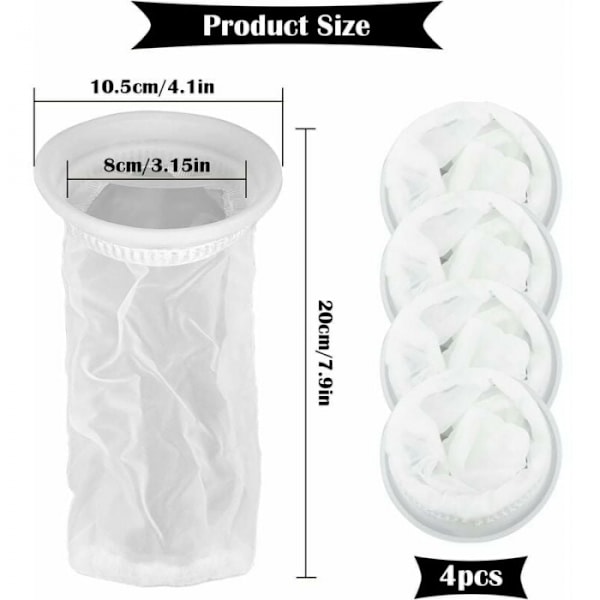 Pakke med 4 nylon IBC-filtre til 1000 liters IBC-regnvandstank, Nyl