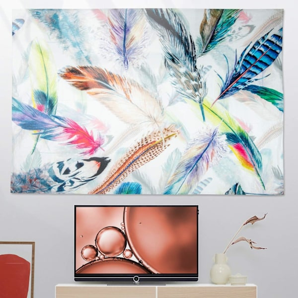 Vægtæppe Væghængning Boheme Farverig Fjer Moderne Kunst Æstetisk