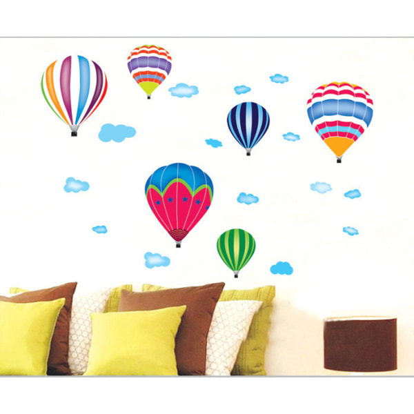 6 Hot Air Balloons in the Sky Wall Stickers Mural Decals Bedroom