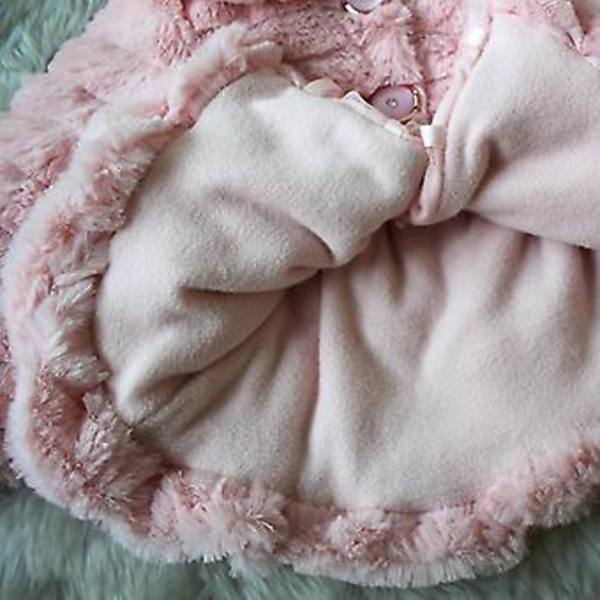 Pigebørn Varm Frakke Kunstig Pelsjakke Fluffy Blød Plushet Overtøj (3-4 År Pink)