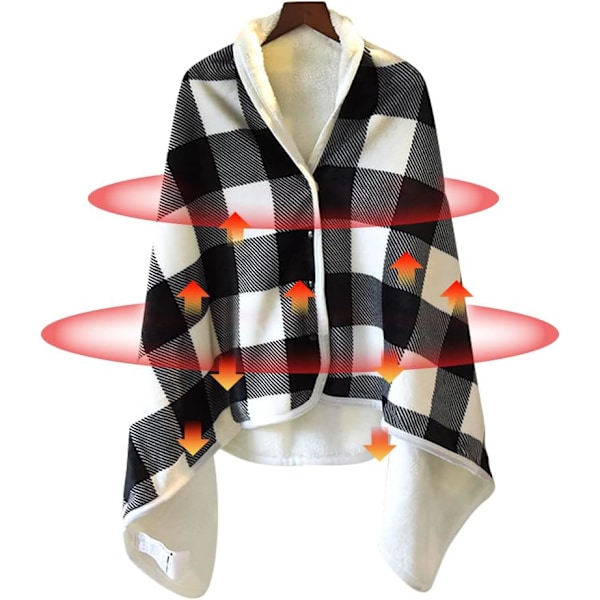 (55 * 31,5 tommer) USB Plaid Elektrisk Varmet Sjal Tæppe, Fleece Vævet