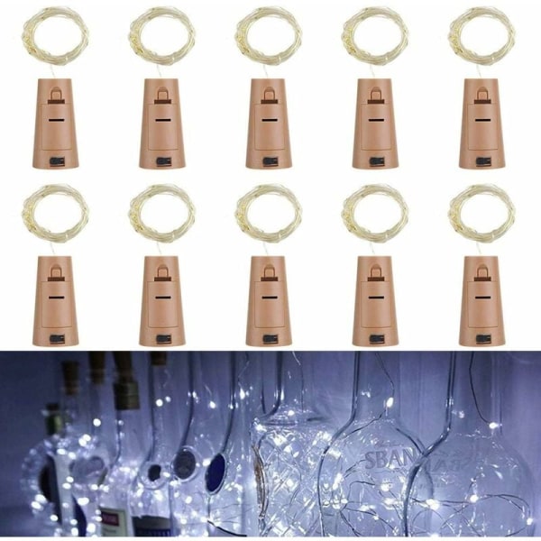 10-pack LED-flaska Garland Cork Lights, 2M 20 LED-flasklampor,S