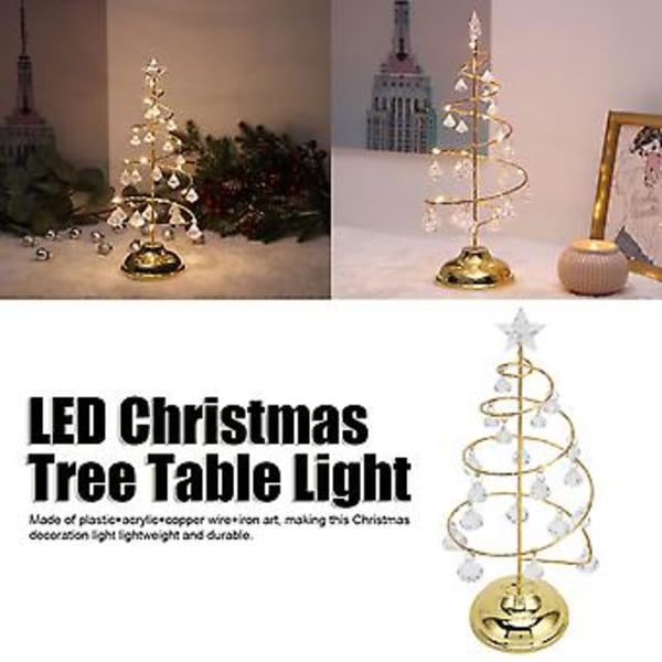 Juletre Krystall Bordlampe LED Juletre Bordlampe for Soverom Baderom Trapp Varm Gull