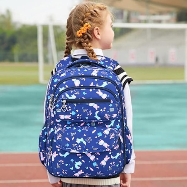 Blå S pige rejserygsæk 5-12 år gammel Rygsæk til piger, c