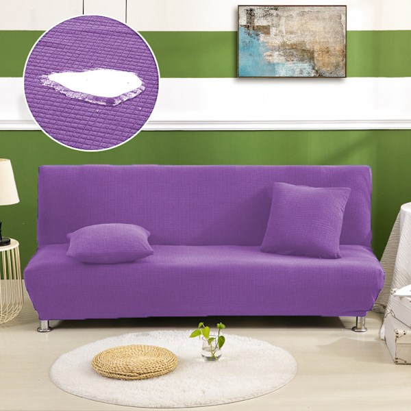 Armlös Waffle Stretch Soffa Bäddsoffaöverdrag Stretch Bäddsoffaöverdrag Allt Inkluderat Vikbar Bäddsoffaöverdrag Överdrag (För 120-155cm Bäddsoffa)