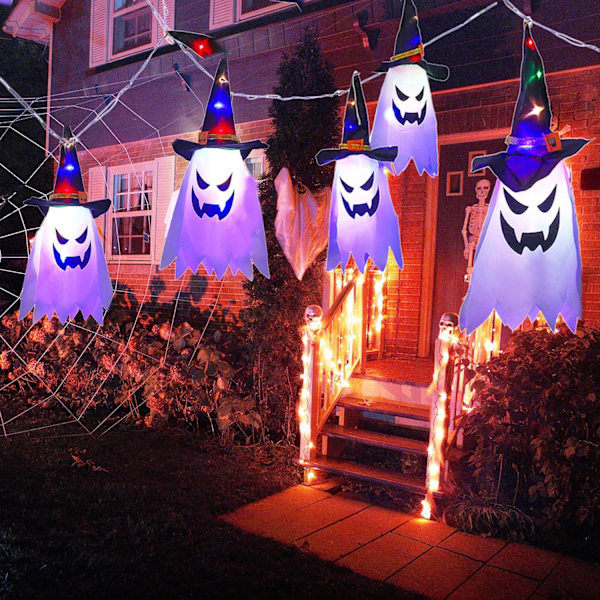 Halloween Dekorationer Spöke Häxhatt, 5st Halloween Spöke Hängande