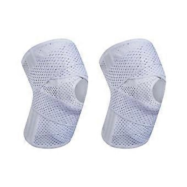 Knee Brace Knee Pain Adjustable Knee Compression Support with Side Stabilizers(M white 2PCS)