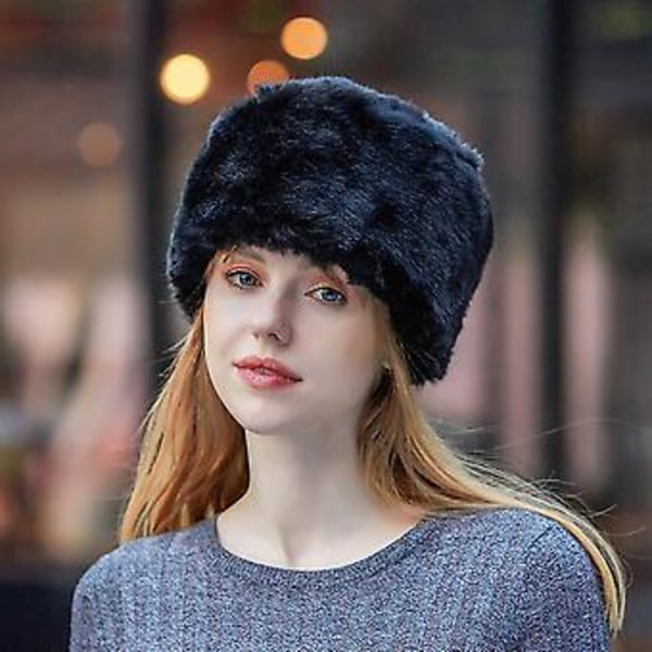 Vintervarm Pludset Hat Til Rejser, Dating, Bryllup Plus Fløjl Tyk Koldbeskyttende Hat Sort  Stil I