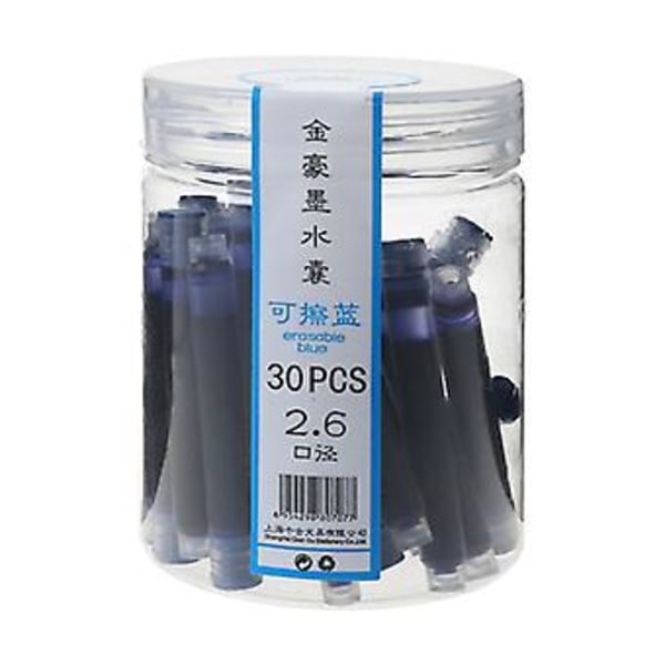 30 stk Jinhao Universal Sort Blå Blækpatroner til Fyldpenne 2,6 mm Efterfyldninger (Sletbar Blå)
