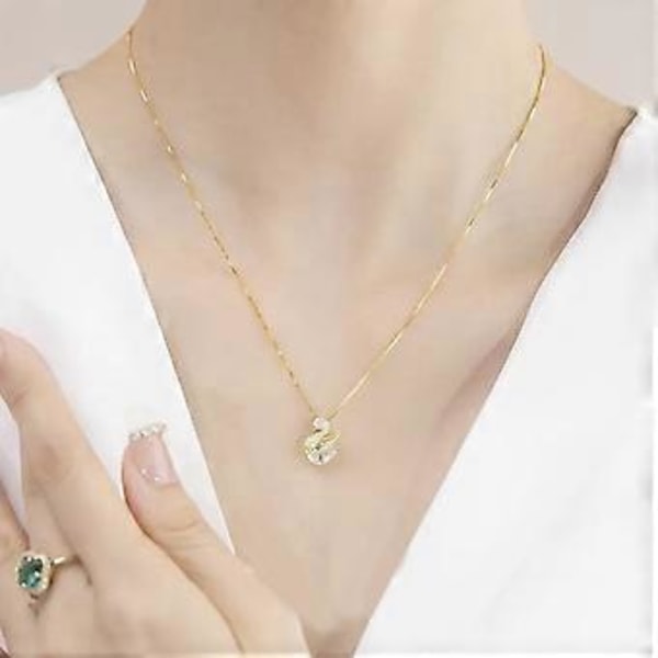Djursvan Zirkonia Halsband Dam Lätt Lyx Nisch Nyckelbenskedja 520 Alla Hjärtans Dag Present (Guld)