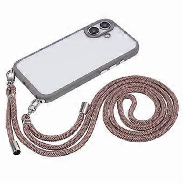 Skal till iPhone 16 TPU+PC Kristallklart Baksidesskydd med Snodd (Stil A)