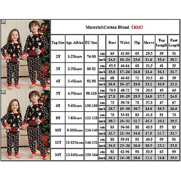 Julefamiliens Matchende Pyjamas Far Mor Datter Søn Trykt Natøj Ferie Soveværelse Jule PJs Sæt Pyjamas (9-10 År Børn)