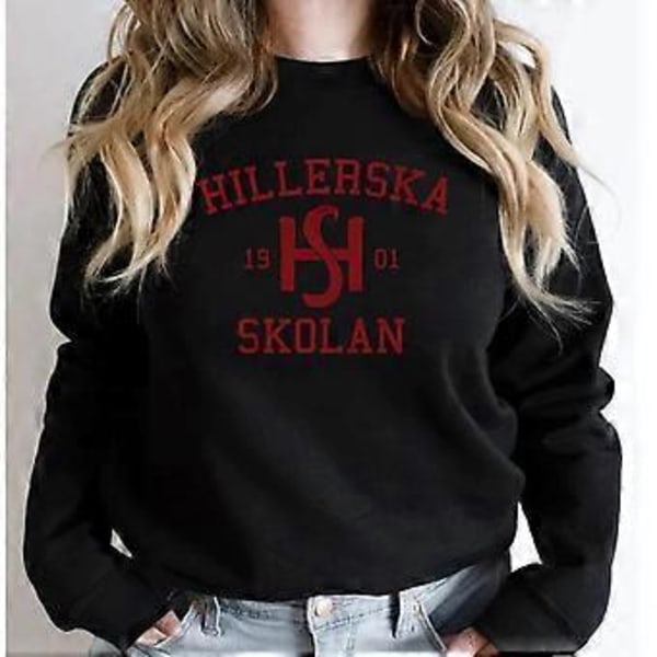 Young Royals Hillerska Skolan Sweatshirt Hillerska Skolan Hættetrøje Kvinder Langærmet Sweatshirts Grafiske Hættetrøjer Streetwear Toppe (M grå)