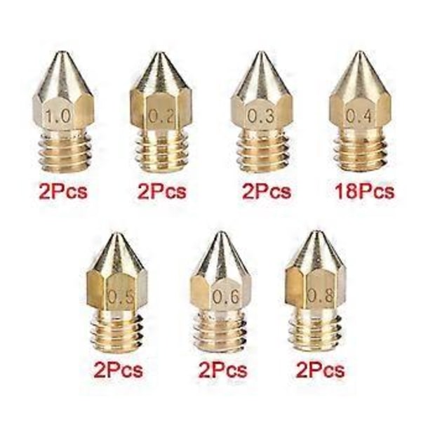 30 stk 3D-printerdysekit 1,75 mm Filament Ekstruder Print Hoved Printer Tilbehør ( )