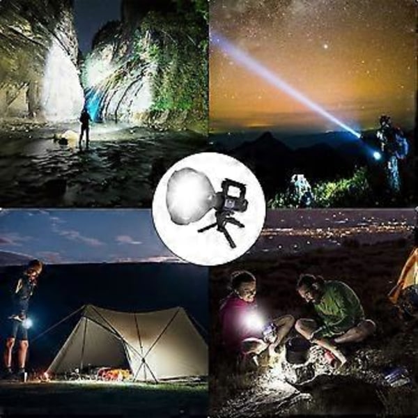 Industrielt spotlight til udendørs eventyr, superkraftig lommelygte med foldbart stativ, perfekt til camping og vandreture