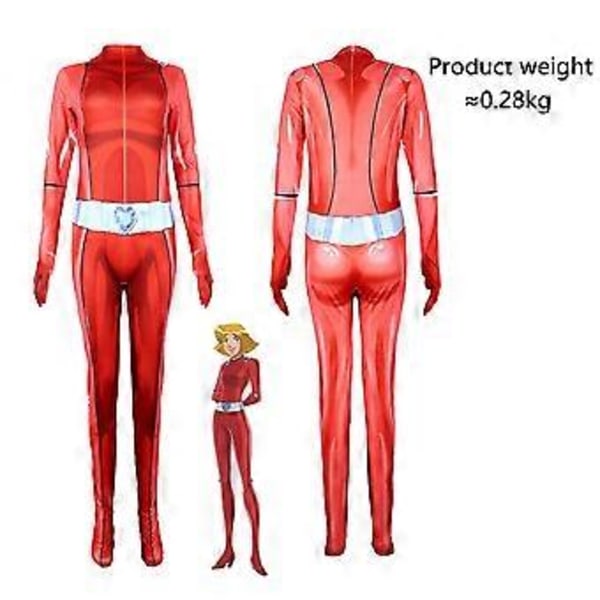 Totally Spies Ewing Kostume Jumpsuits Tights Zentai Suit(160 Rød)