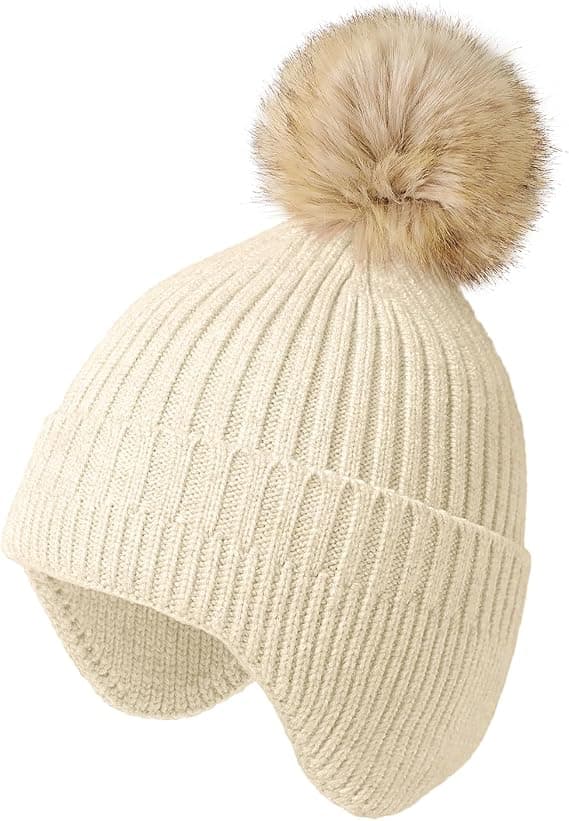 Vinterhatte til kvinder - Beanies til kvinder Vinterhat med kunstig pels Pom War
