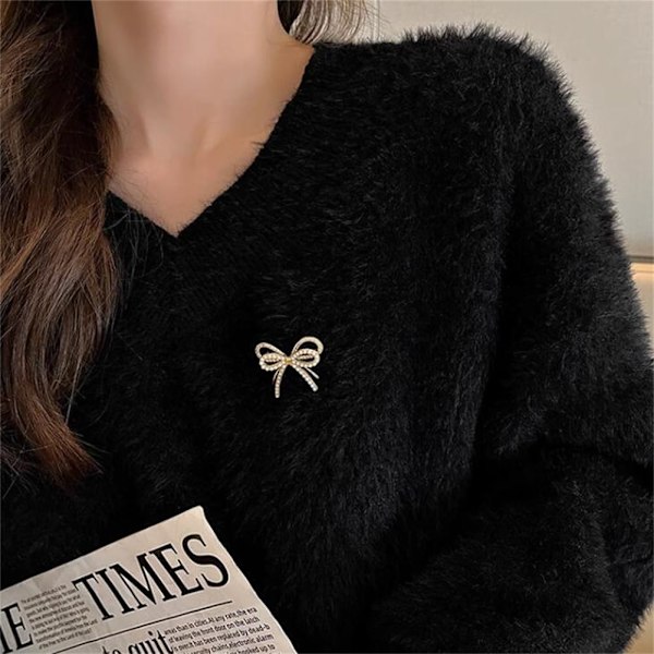 Sløjfe Brosche Rhinestones Perle Sløjfe Reversnål Legering Perle Brosche Satinbånd Sløjfe Badge Kvindernes Kjole Sjal Sweater De