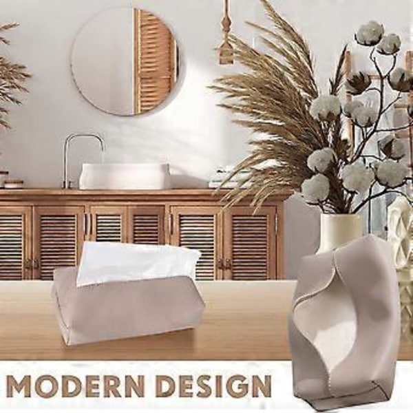 Rektangulärt vävnadsboxöverdrag, Läder vävnadsboxhållare, Vävnadsboxorganisatör för hem, bil, hotell, 20*11*5cm stil 2022 Grålila