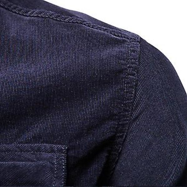 Mænds Corduroy Langærmet Skjorte med Knapper, Varmt Casual Regular Fit Brystlomme ( )