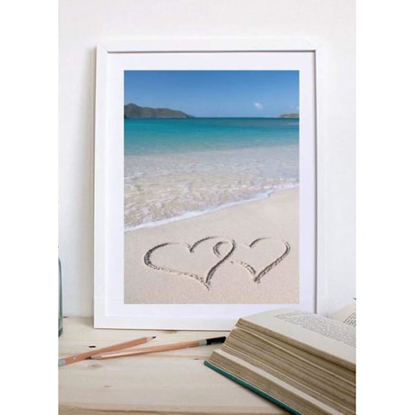 5D Diamantmålning DIY Strand Hav Kärlek Hjärta Canvas Bilder Punkt efter Nummer Kits Full Borr Havslandskap Konst och Hantverk
