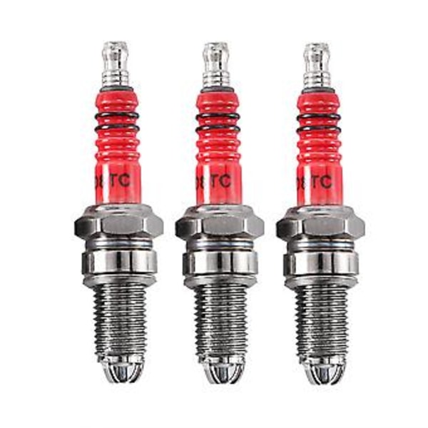 3pcs D8TC 3 Electrode Spark Plug, Racing Spark Plug with 3 Electrode for CG 125 150 200cc CF250 Motorcycle Scooter ATV Quads