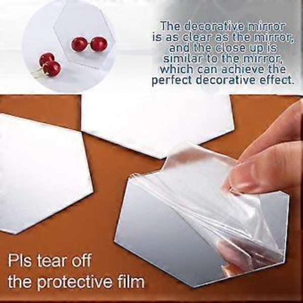 Hexagon Akryl Spegel Väggdekor, DIY Kombinationsmönster För Vardagsrum Kök Sovrum TV Bakgrund Soffvägg Fönster Dörrar (Reflekterande Spegel
