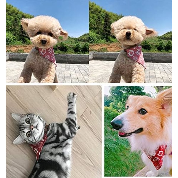 2-pack hundbandanas kattkrage husdjur triangelscarf haklappar - justerbara set tillbehör, lämpliga för små eller medelstora katter och hundar (små+medel)