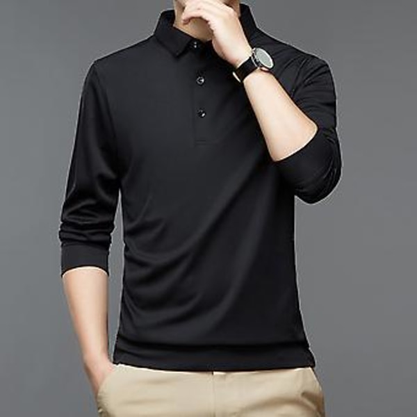 Fianao Skjorte med Knapper ved Halsudskæring, Langærmet, Ensfarvet, Herre, Efterår, Slim Fit, Rever, Kontor, Trøje (M Atrovirens)