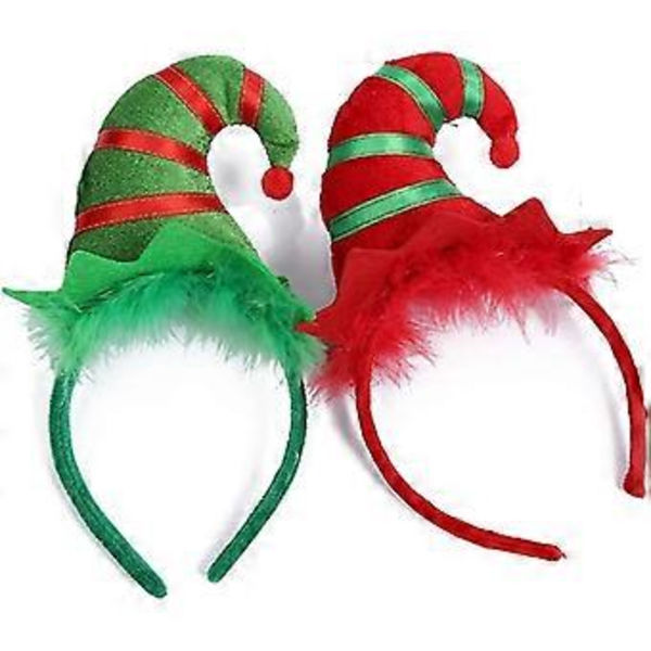 Julehovedbånd, Flerfarvet Elf Hat Hovedbånd med 3D Hat Mønstre til Jul og Feriefest