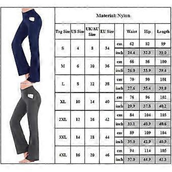 Dame Fit & Flare Plain Bukser Bløde Åndbare Casual Lange Bukser Høj Talje Sommer Elastisk Talje Knapper (3XL Sort)