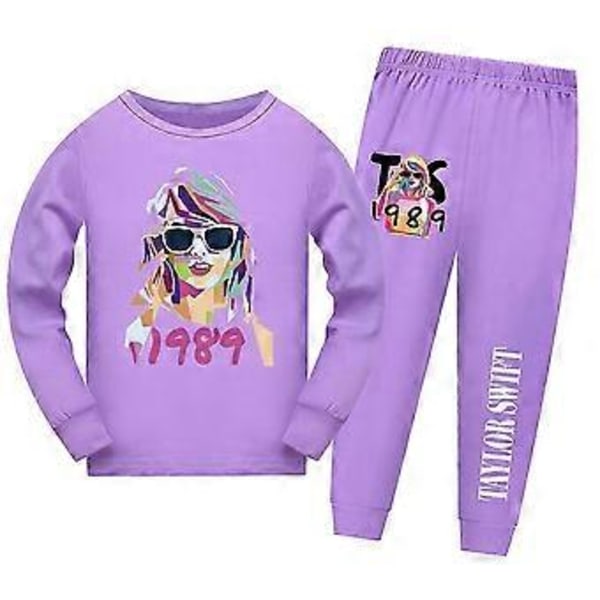 Taylor Swift Pitkähihainen Pyjama Pyjamasetti Lasten Yöasut Swiftie Fanituote Lahja (11-12 Vuotta Violetti)