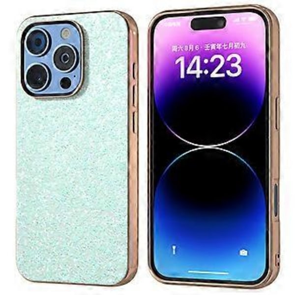 For iPhone 16 Pro Max Deksel Elektroplettert Telefondeksel Farget Glitter Design PU+TPU Beskyttelsesdeksel (Stil H)