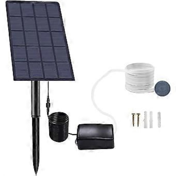 Solcelledrevet iltpumpe, 2,5W, solcelle damppumpe, akvariebelufter, luftpumpe, fiskelufter, med luftsten og slange, til akvarium