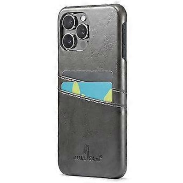 FIERRE SHANN Skal för iPhone 16 Pro Max Vaxigt PU-läder+PC Korthållare Telefonskydd (Stil A)
