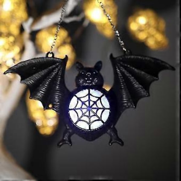 1 stk Halloween Selvlysende Flaggermus Lys Plast Skummel Flaggermus Dekor Hy