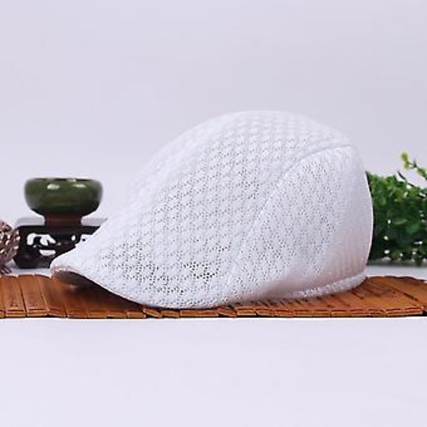 Sommar Casual Baskerhatt Unisex Mesh Flat Caps Newsboy Stil Justerbar Mode Andningsbar Sommarhatt För Kvinnor Män Caps ( Grå B)