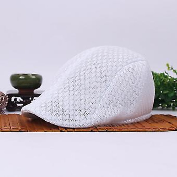 Sommer Casual Beret Hat Unisex Mesh Flat Caps Newsboy Style Justerbar Mode Åndbar Sommerhat Til Kvinder Mænd Caps ( Sort B)