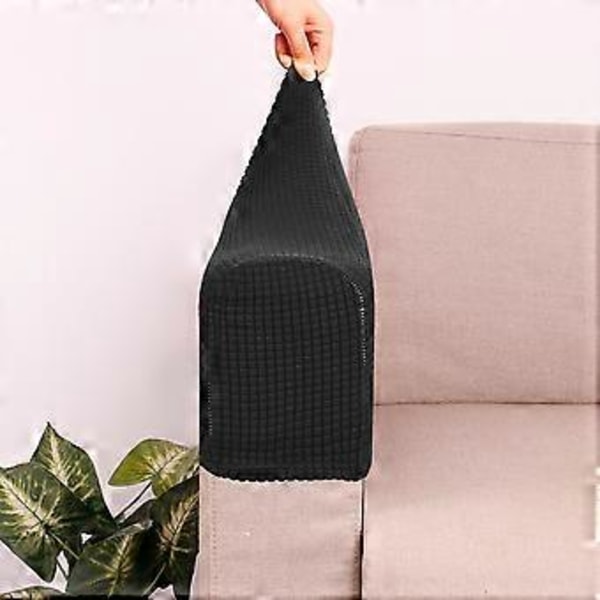 2 stk. Universelle Elastiske Sofa Armlenebeskyttere Enkle Sofa Sidehåndklær Beskyttelsesduk for Hjemmekontor (Svart)